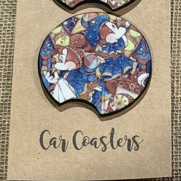 Mr & Ms Mouse Stained Glass Sublimation Car Coasters - Picture 3 of 3